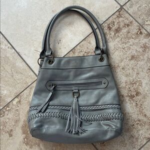 Silver Gray Shoulder Handbag OS
